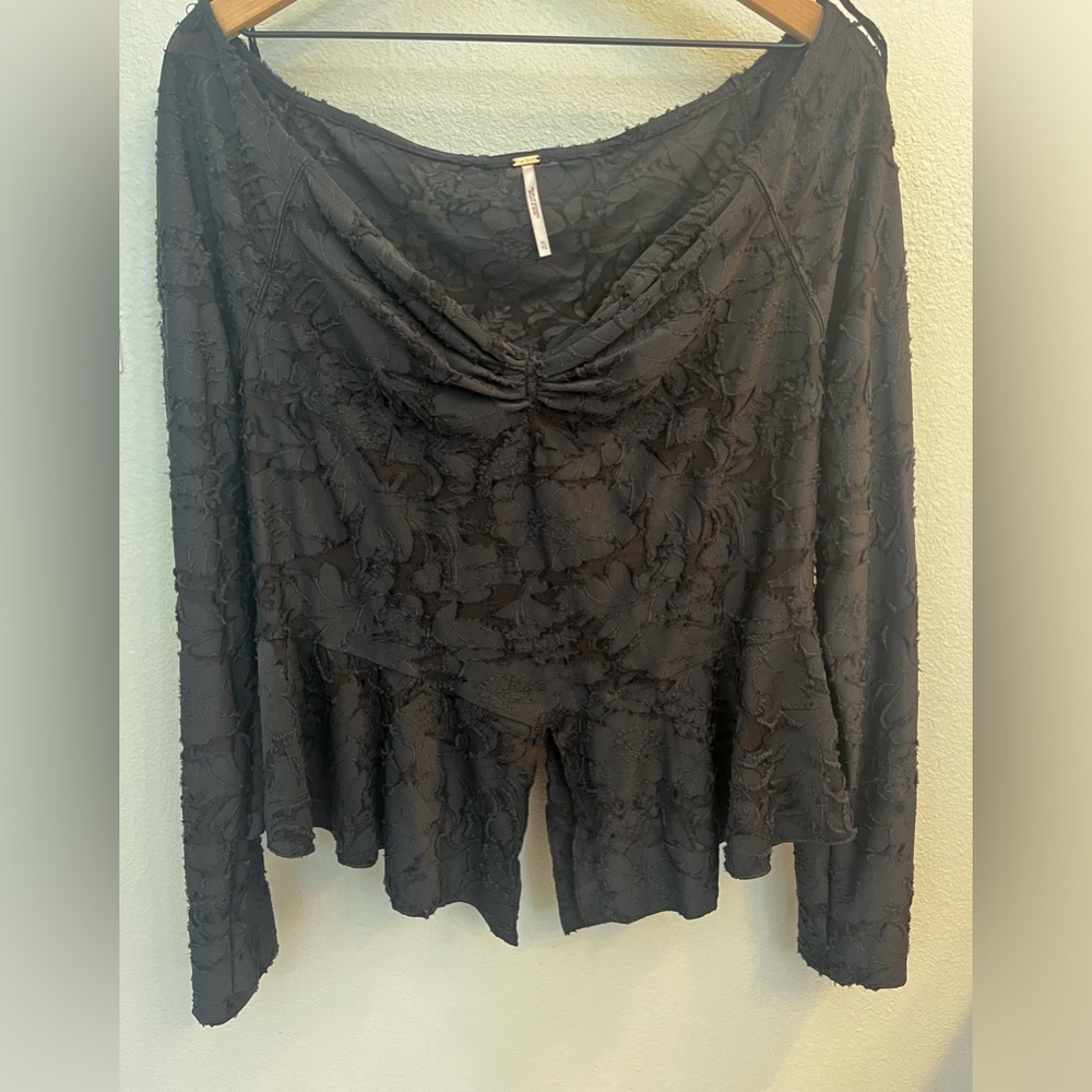 Free People Black Long Sleeve Blouse - Picture 5 of 7